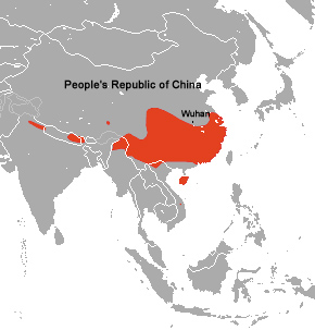 Range of the Chinese Rufous Horseshoe Bat